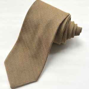 Brooks Brothers Makers Wool Challis Tie Herringbone Tan Brown USA Made 3.75x57.5